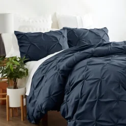Kirkland's Home Navy Soft Pinched 3-Pc. Twin Duvet Cover Set- Duvets