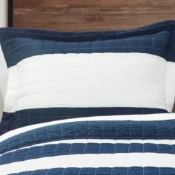 Kirkland's Home Navy Stripe 3-Pc. Full/Queen Quilt Set- Quilts
