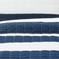 Kirkland's Home Navy Stripe 3-Pc. Full/Queen Quilt Set- Quilts