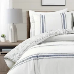 Kirkland's Home Navy Stripe 3-Pc. King Comforter Set- Comforters