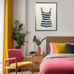 Kirkland's Home Navy Striped Bathing Suit Framed Art Print- Framed Art