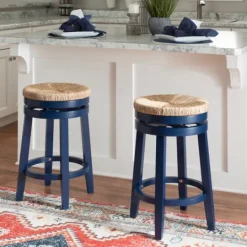 Kirkland's Home Navy Swivel Frame Counter Stool- Bar Stools & Counter Height Stools