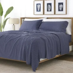 Kirkland's Home Navy Tiny Hearts 3-Pc. Twin Sheet Set- Bed Sheets