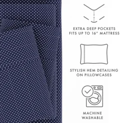 Kirkland's Home Navy Tiny Hearts 3-Pc. Twin Sheet Set- Bed Sheets
