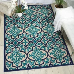 Kirkland's Home Navy Trellis Outdoor Area Rug, 5X7- Outdoor Rugs