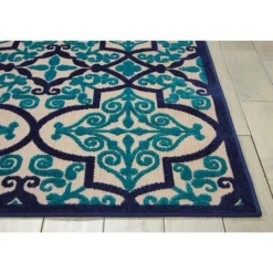 Kirkland's Home Navy Trellis Outdoor Area Rug, 7X10- Outdoor Rugs