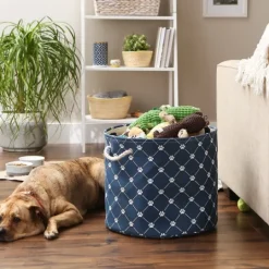 Kirkland's Home Navy Trellis Paw Print Storage Basket, 18 In.- Baskets & Boxes