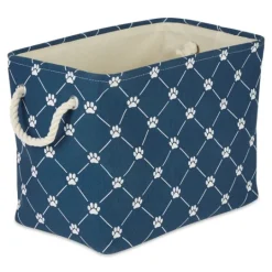 Kirkland's Home Navy Trellis Paw Print Storage Basket, 16 In.- Baskets & Boxes
