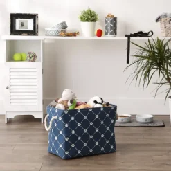 Kirkland's Home Navy Trellis Paw Print Storage Basket, 16 In.- Baskets & Boxes