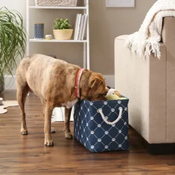 Kirkland's Home Navy Trellis Paw Print Storage Basket, 16 In.- Baskets & Boxes