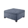 Kirkland's Home Navy Tufted Square Storage Ottoman- Benches & Ottomans