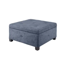 Kirkland's Home Navy Tufted Square Storage Ottoman- Benches & Ottomans