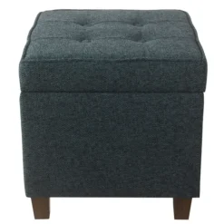 Kirkland's Home Navy Tufted Upholstered Storage Ottoman- Benches & Ottomans