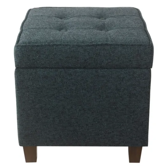 Kirkland's Home Navy Tufted Upholstered Storage Ottoman- Benches & Ottomans