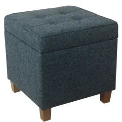 Kirkland's Home Navy Tufted Upholstered Storage Ottoman- Benches & Ottomans