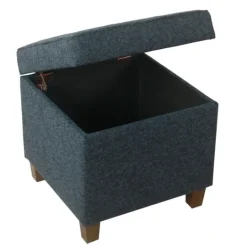 Kirkland's Home Navy Tufted Upholstered Storage Ottoman- Benches & Ottomans