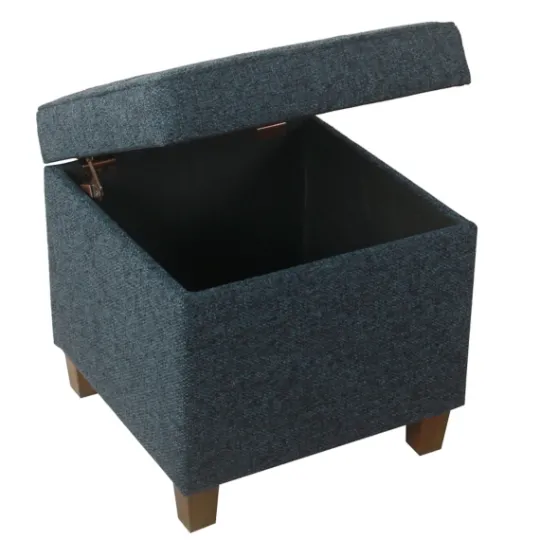 Kirkland's Home Navy Tufted Upholstered Storage Ottoman- Benches & Ottomans