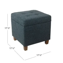 Kirkland's Home Navy Tufted Upholstered Storage Ottoman- Benches & Ottomans