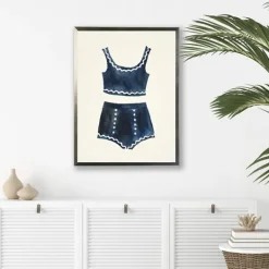 Kirkland's Home Navy Two Piece Bathing Suit Framed Art Print- Framed Art