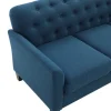 Kirkland's Home Navy Upholstered Button Tufted Loveseat- Sofas & Loveseats
