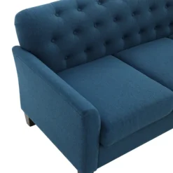 Kirkland's Home Navy Upholstered Button Tufted Loveseat- Sofas & Loveseats