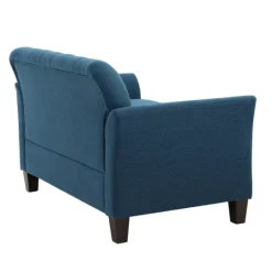Kirkland's Home Navy Upholstered Button Tufted Loveseat- Sofas & Loveseats