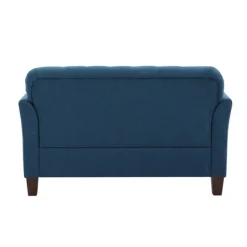 Kirkland's Home Navy Upholstered Button Tufted Loveseat- Sofas & Loveseats