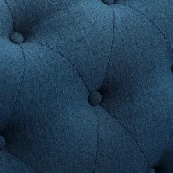 Kirkland's Home Navy Upholstered Button Tufted Loveseat- Sofas & Loveseats
