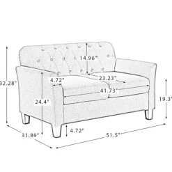 Kirkland's Home Navy Upholstered Button Tufted Loveseat- Sofas & Loveseats