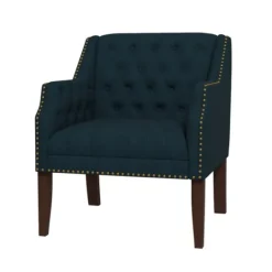 Kirkland's Home Navy Upholstered Button Tufted Accent Chair- Accent Chairs