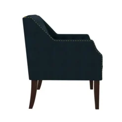 Kirkland's Home Navy Upholstered Button Tufted Accent Chair- Accent Chairs