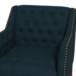 Kirkland's Home Navy Upholstered Button Tufted Accent Chair- Accent Chairs