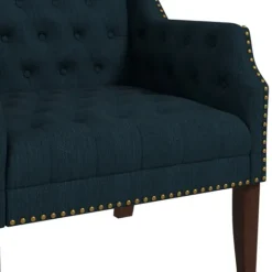 Kirkland's Home Navy Upholstered Button Tufted Accent Chair- Accent Chairs