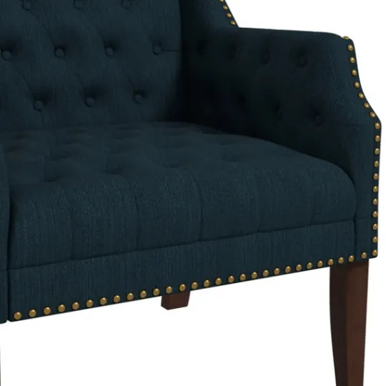 Kirkland's Home Navy Upholstered Button Tufted Accent Chair- Accent Chairs