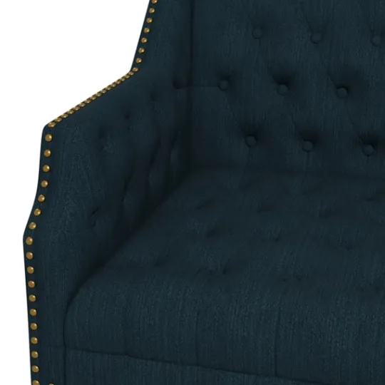 Kirkland's Home Navy Upholstered Button Tufted Accent Chair- Accent Chairs