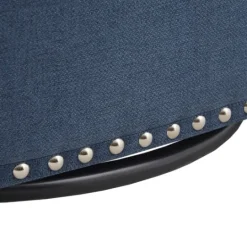 Kirkland's Home Navy Upholstered Nailhead Swivel Accent Chair- Accent Chairs