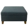 Kirkland's Home Navy Upholstered Square Storage Ottoman- Benches & Ottomans