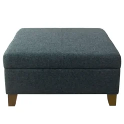 Kirkland's Home Navy Upholstered Square Storage Ottoman- Benches & Ottomans