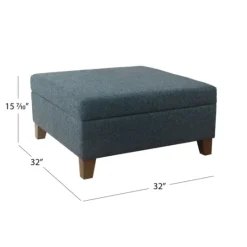 Kirkland's Home Navy Upholstered Square Storage Ottoman- Benches & Ottomans