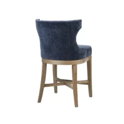 Kirkland's Home Navy Upholstered Wingback Swivel Counter Stool- Bar Stools & Counter Height Stools