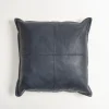 Kirkland's Home Navy Vegan Leather Throw Pillow- Pillows