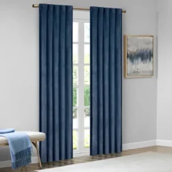 Kirkland's Home Navy Velvet Greta Curtain Panel Set, 95 In.- Curtains & Drapes