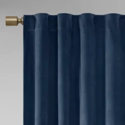 Kirkland's Home Navy Velvet Greta Curtain Panel Set, 95 In.- Curtains & Drapes