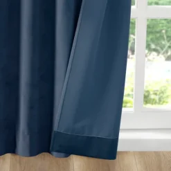 Kirkland's Home Navy Velvet Greta Curtain Panel Set, 95 In.- Curtains & Drapes