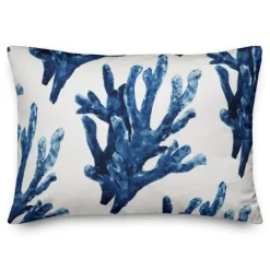 Kirkland's Home Navy Watercolor Coral Pillow- Pillows