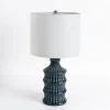 Kirkland's Home Navy Wave Glazed Table Lamp- Table Lamps