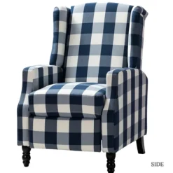 Kirkland's Home Navy Windowpane Plaid Recliner- Accent Chairs