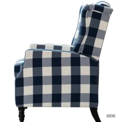 Kirkland's Home Navy Windowpane Plaid Recliner- Accent Chairs