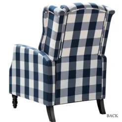 Kirkland's Home Navy Windowpane Plaid Recliner- Accent Chairs