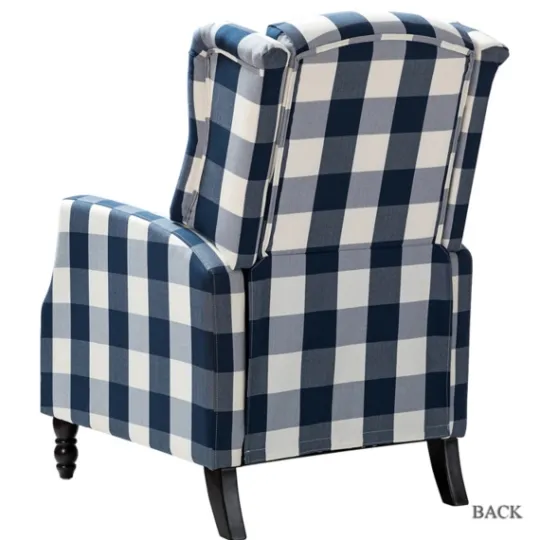 Kirkland's Home Navy Windowpane Plaid Recliner- Accent Chairs